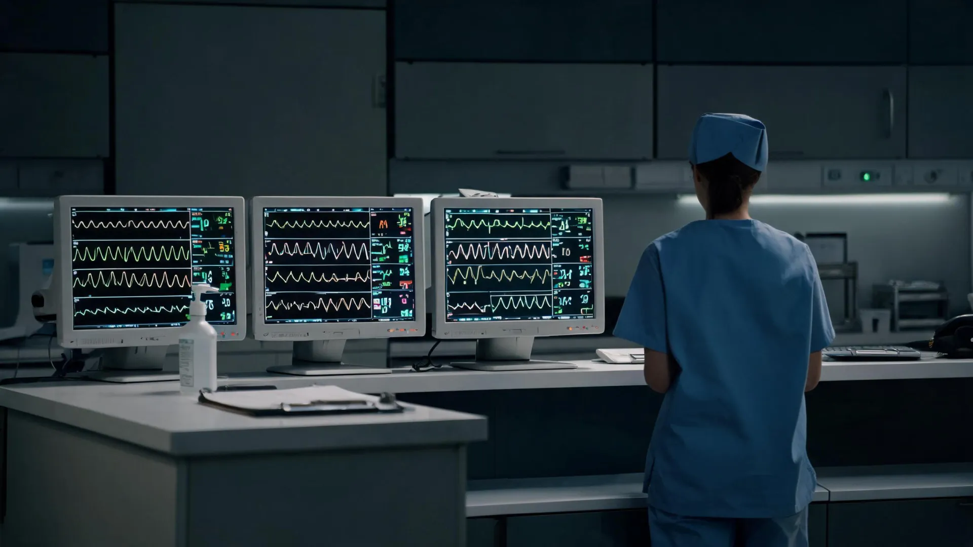 Icare multi-parameter bedside monitoring station in a hospital ward